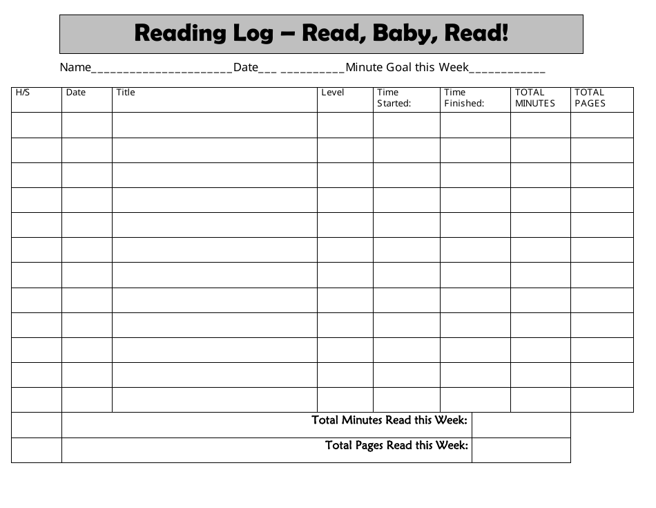 Reading Log Template document featuring Log reading illustration.
