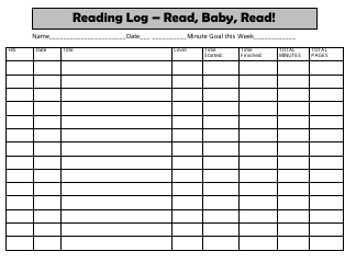 &quot;Reading Log Template - Read, Baby, Read&quot;, Page 2