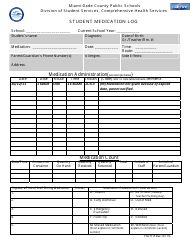 Document preview: Student Medication Log - Miami-Date County Public Schools - Miami-Date County, Florida