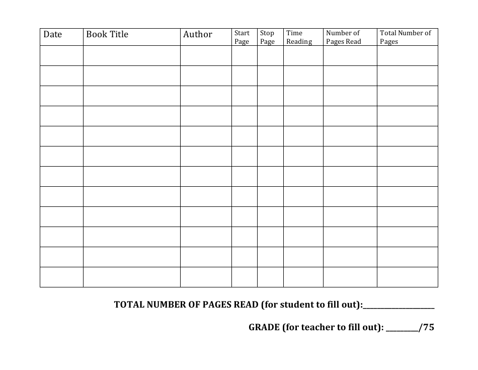 Semester Ssr Reading Log Template Download Printable PDF | Templateroller