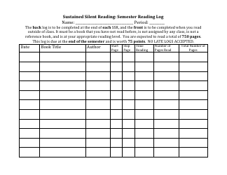 Document preview: Semester Ssr Reading Log Template