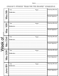 Reading Log Template - Chasco's Summer &quot;read for the Record&quot; Challenge