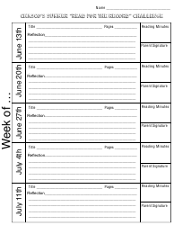 Reading Log Template - Chasco's Summer &quot;read for the Record&quot; Challenge, Page 2
