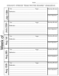 Reading Log Template - Chasco's Summer &quot;read for the Record&quot; Challenge, Page 3