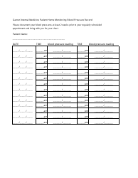 Patient Home Monitoring Blood Pressure Record Template
