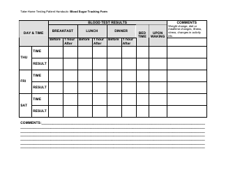 Blood Sugar Tracking Form, Page 2