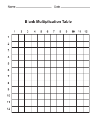Document preview: Blank 12x12 Multiplication Chart