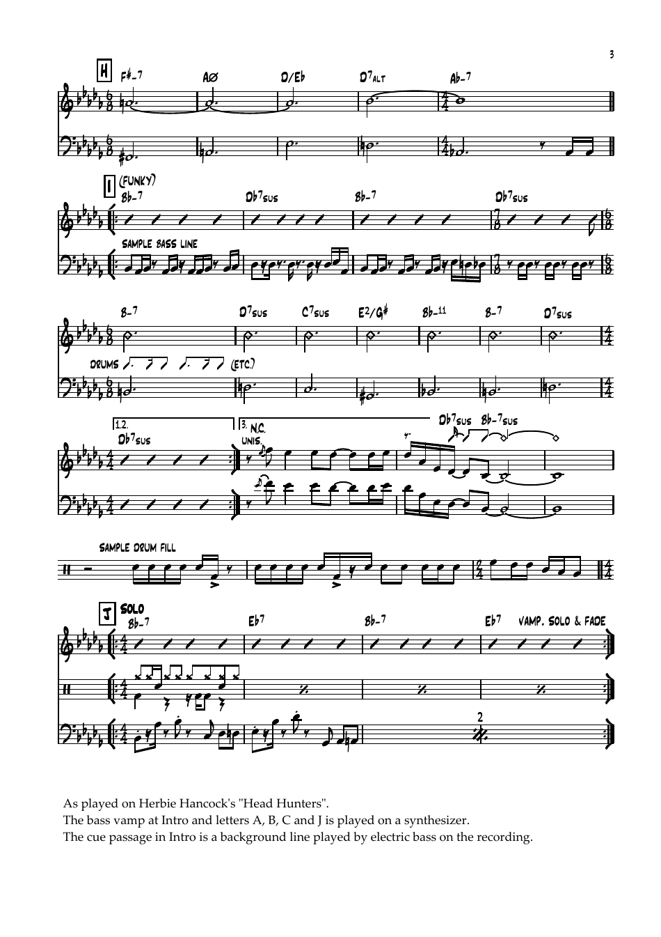 H. Hancock, B. Maupin, H. Mason, P. Jackson - Chameleon Sheet Music, Page 3