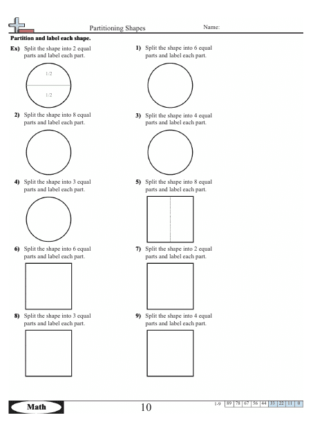 Partitioning Shapes Worksheet With Answer Key
