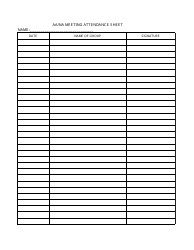 Document preview: Aa/Na Meeting Attendance Sheet Template