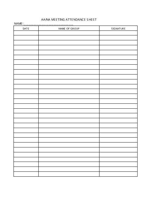 Aa Na Meeting Attendance Sheet Template Download Printable PDF 