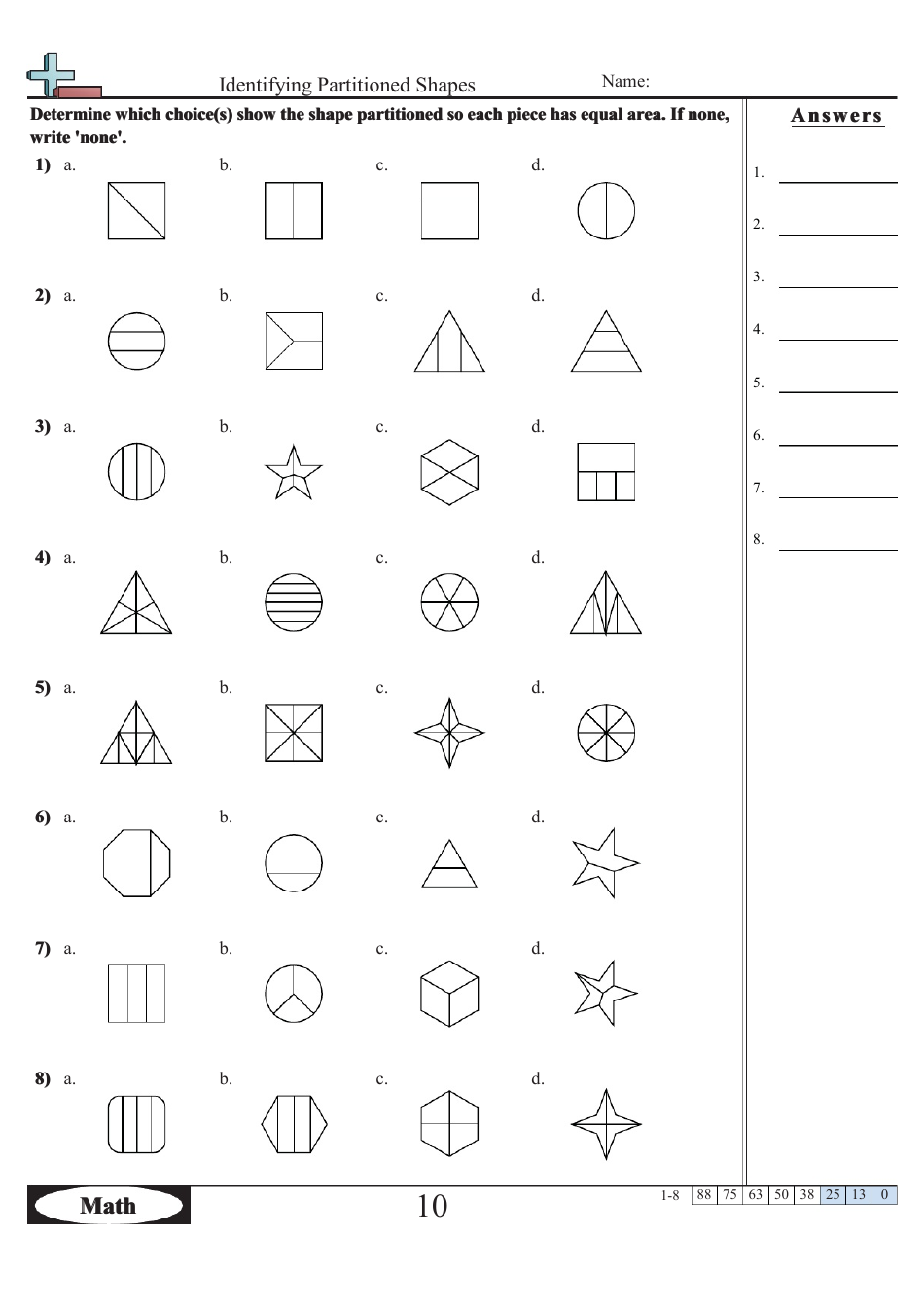 identifying partitioned shapes worksheet with answer key download printable pdf templateroller