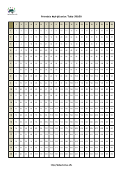 Document preview: 20 X 20 Times Table Chart