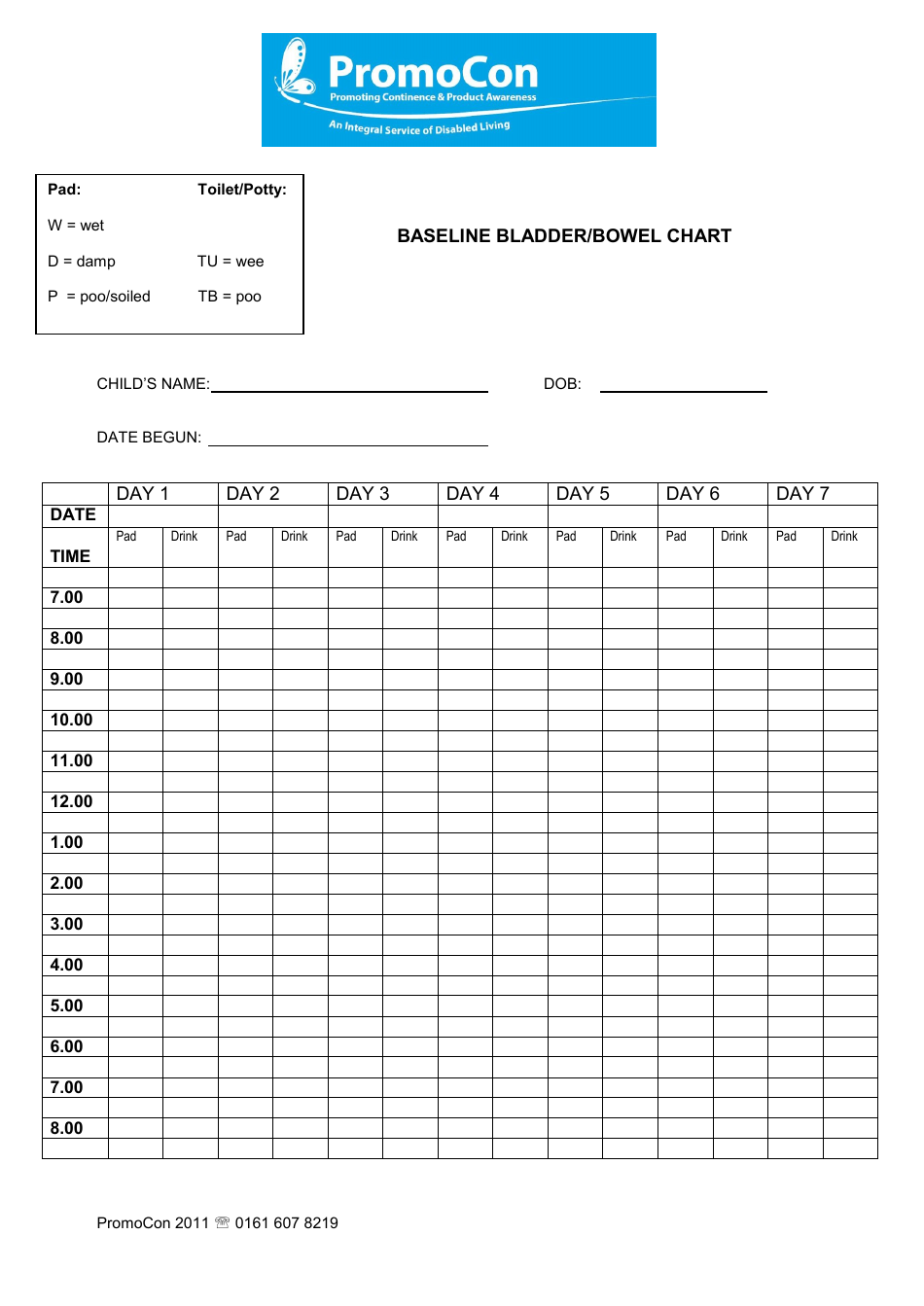 Printable Bowel Chart