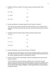 &quot;Periodic Properties Worksheet With Answers Key&quot;, Page 2