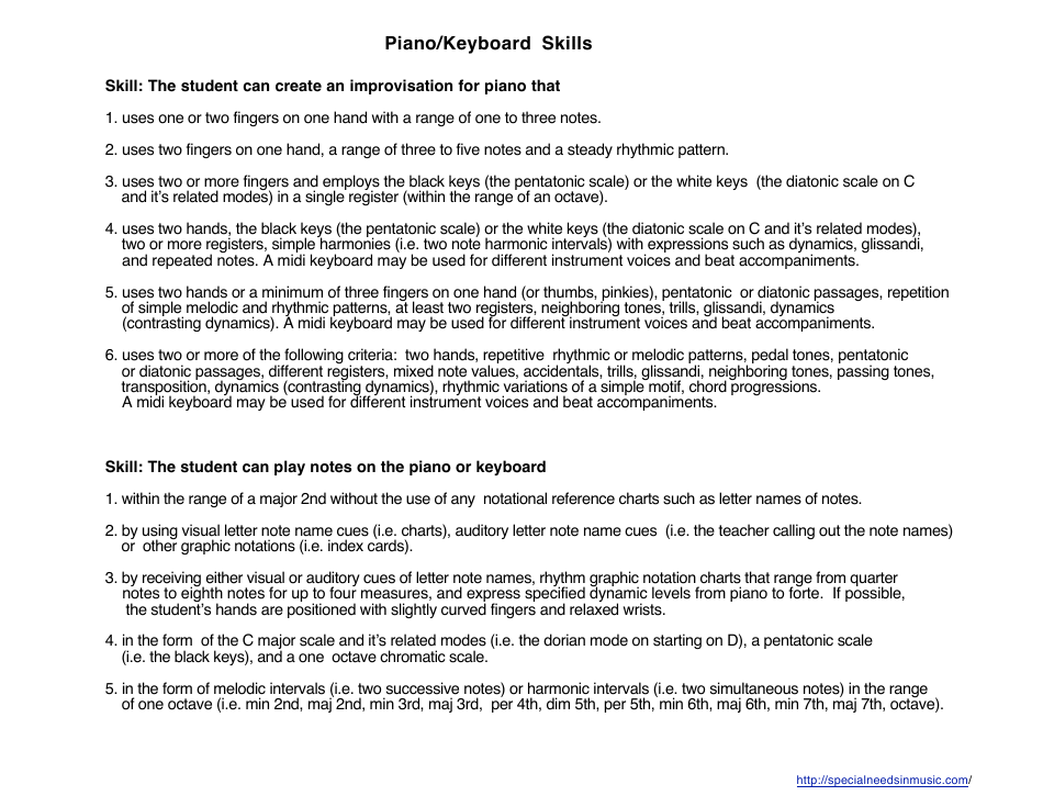 Rubric Data Analysis Template - Piano / Keyboard Skills, Page 2
