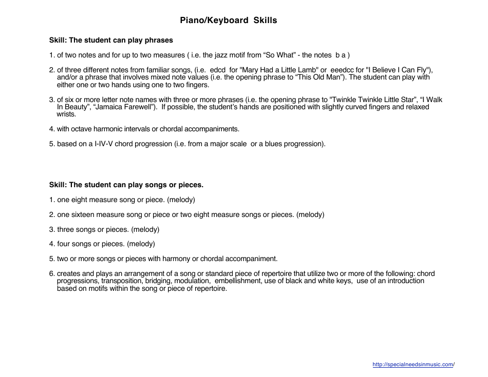 Rubric Data Analysis Template - Piano / Keyboard Skills, Page 3