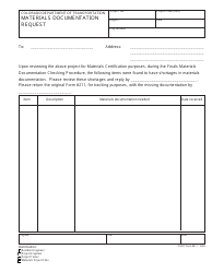Document preview: CDOT Form 211 Materials Documentation Request - Colorado