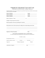Document preview: Educational Tours and TRiPS Request Template