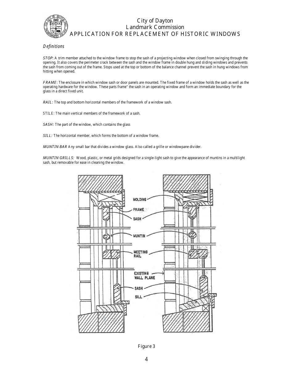 City of Dayton, Ohio Application for Replacement of Historic Windows