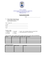 Document preview: Pager Repair Form - Cecil County, Maryland
