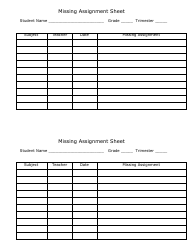 Document preview: Missing Assignment Sheet