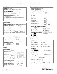 Document preview: Dat General Chemistry Equation Sheet