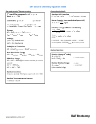 Dat General Chemistry Equation Sheet, Page 2