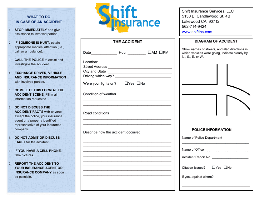 Vehicle Accident Form - Shift Insurance