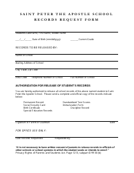 Document preview: School Records Request Form - Saint Peter the Apostle School