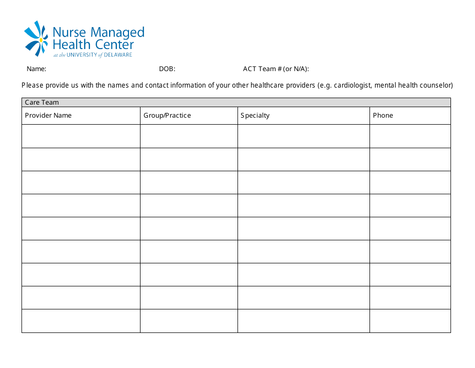 New Patient Registration Form - Nurse Managed Health Center at the University of Delaware, Page 4