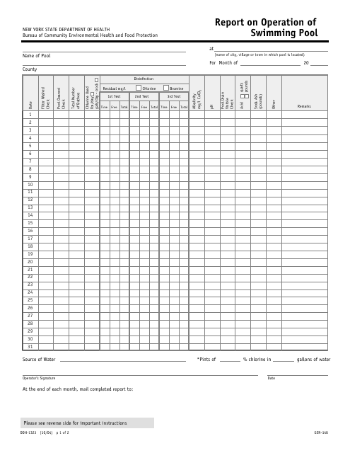 Form DOH-1323  Printable Pdf