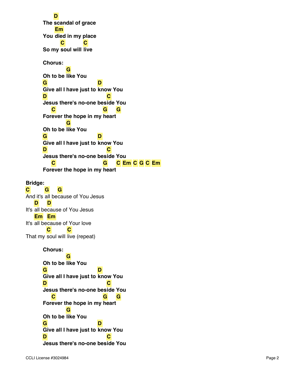Matt Crocker  Joel Houston - Scandal of Grace Capo Chord Chart (Key of G), Page 2