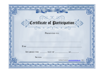 Document preview: Participation Certificate Template