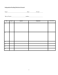 Document preview: Independent Reading Dialectical Journal Template