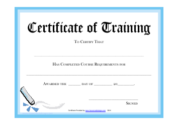 Document preview: Certificate of Training Template - Blue