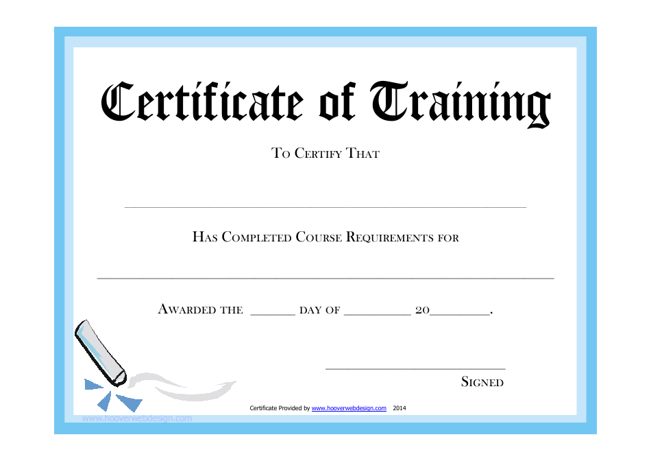 Certificate of Training Template Download Printable PDF Templateroller