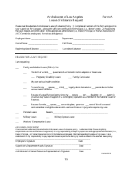 Family and Medical Leave Forms - Archdiocese of Los Angeles - Los Angeles, California, Page 10