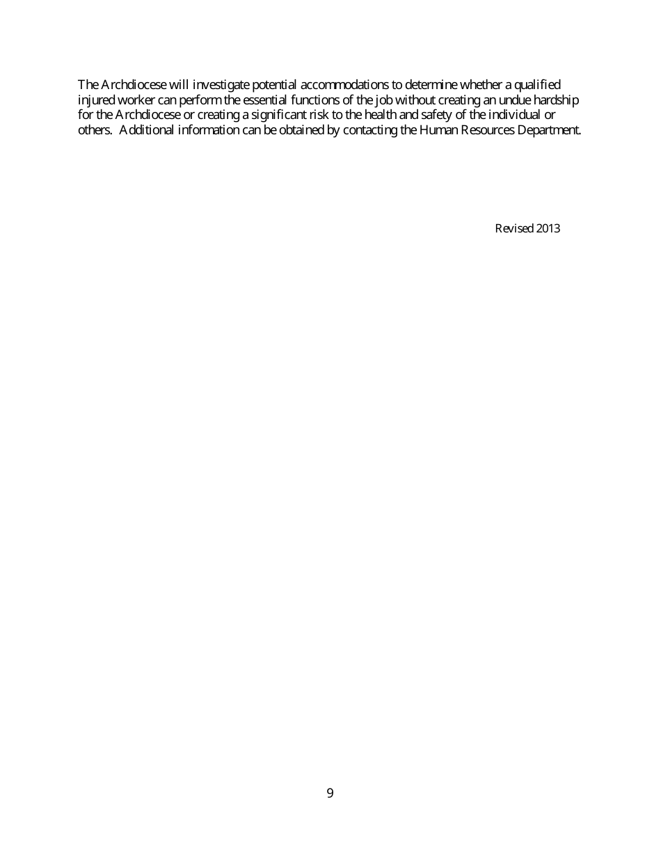 Family and Medical Leave Forms - Archdiocese of Los Angeles - Los Angeles, California, Page 9