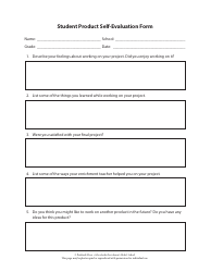 &quot;Student Product Self-evaluation Form&quot;