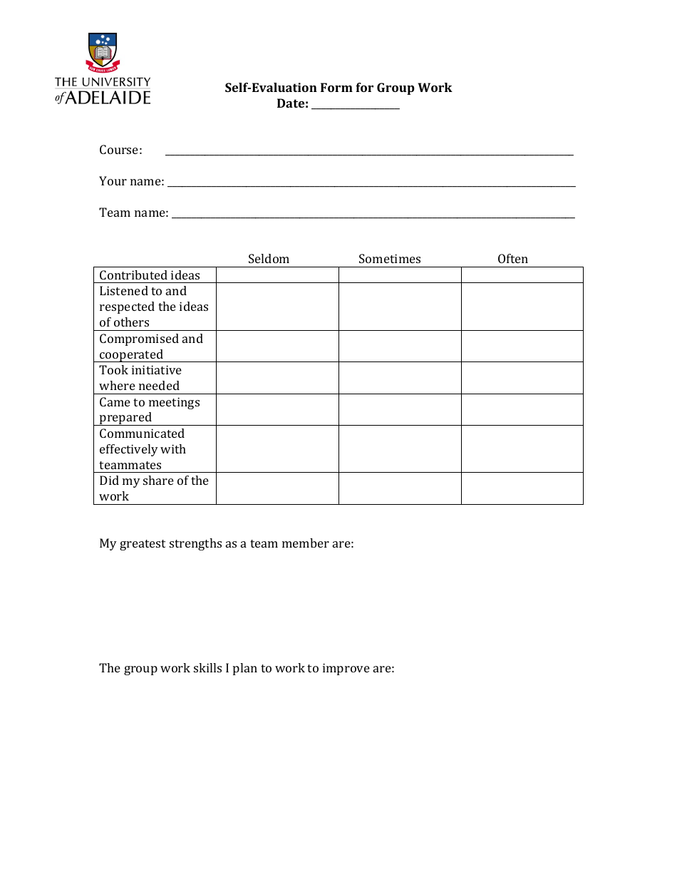 australia-self-evaluation-form-for-group-work-the-university-of