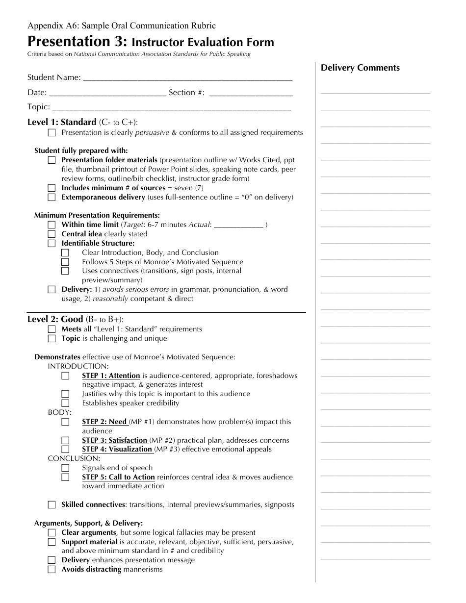 Instructor Evaluation Form, Page 1