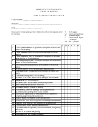 Document preview: Clinical Instructor Evaluation Form - Minnesota State Mankato School of Nursing