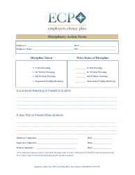Document preview: Disciplinary Action Form - Ecp