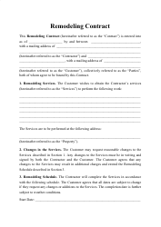 &quot;Remodeling Contract Template&quot;