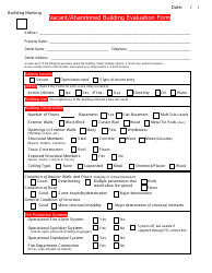 Document preview: Vacant/Abandoned Building Evaluation Form