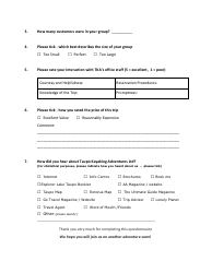 Trip Evaluation Form - Taupo Kayaking Adventures Ltd, Page 2