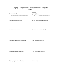 Document preview: Judging Competition Evaluation Form Template