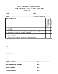 Document preview: Annual Nine-Month Faculty Evaluation Form - Natham M. Bisk College of Business