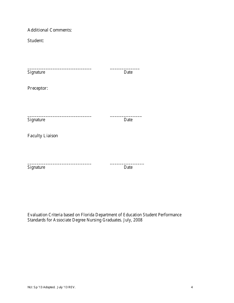 Clinical Performance Evaluation Form, Page 4